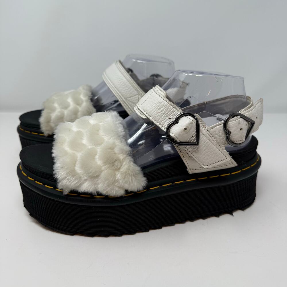 Dr. Martens Sandals Women's 9 White Voss Quad Fluffy Lug Sole Preppy Luxury - Picture 3 of 16
